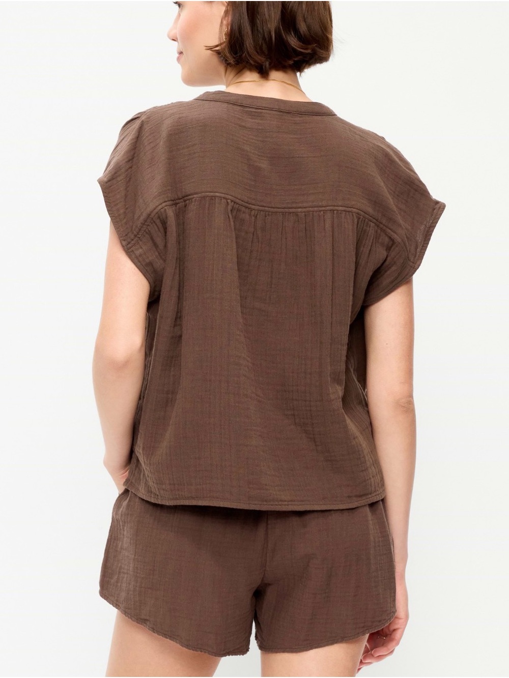 Old Navy Relaxed Brown Cotton Gauze Matching set - Picture 2 of 2